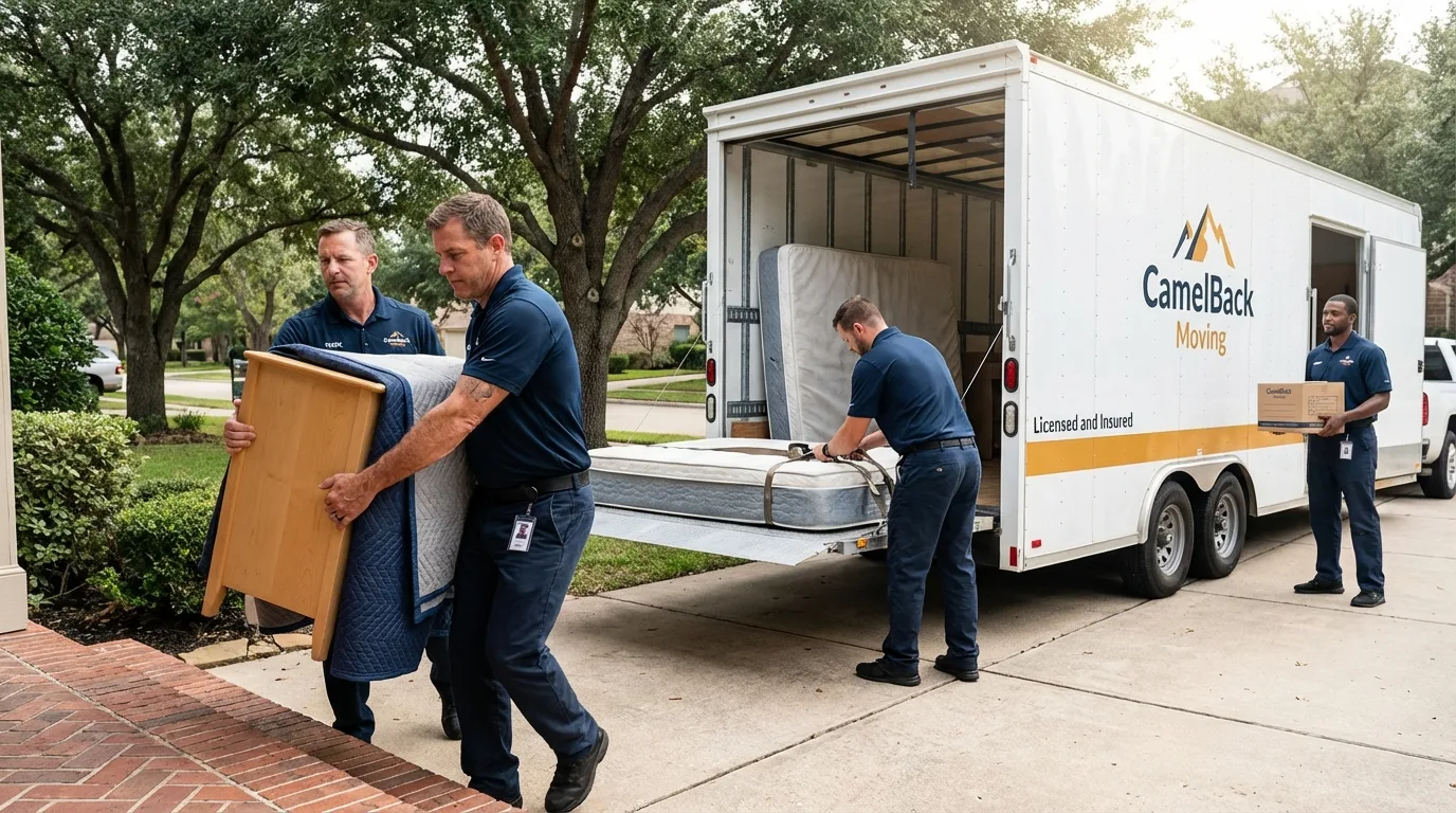 Crew loading residential truck for cross-state move from Dumfries, VA